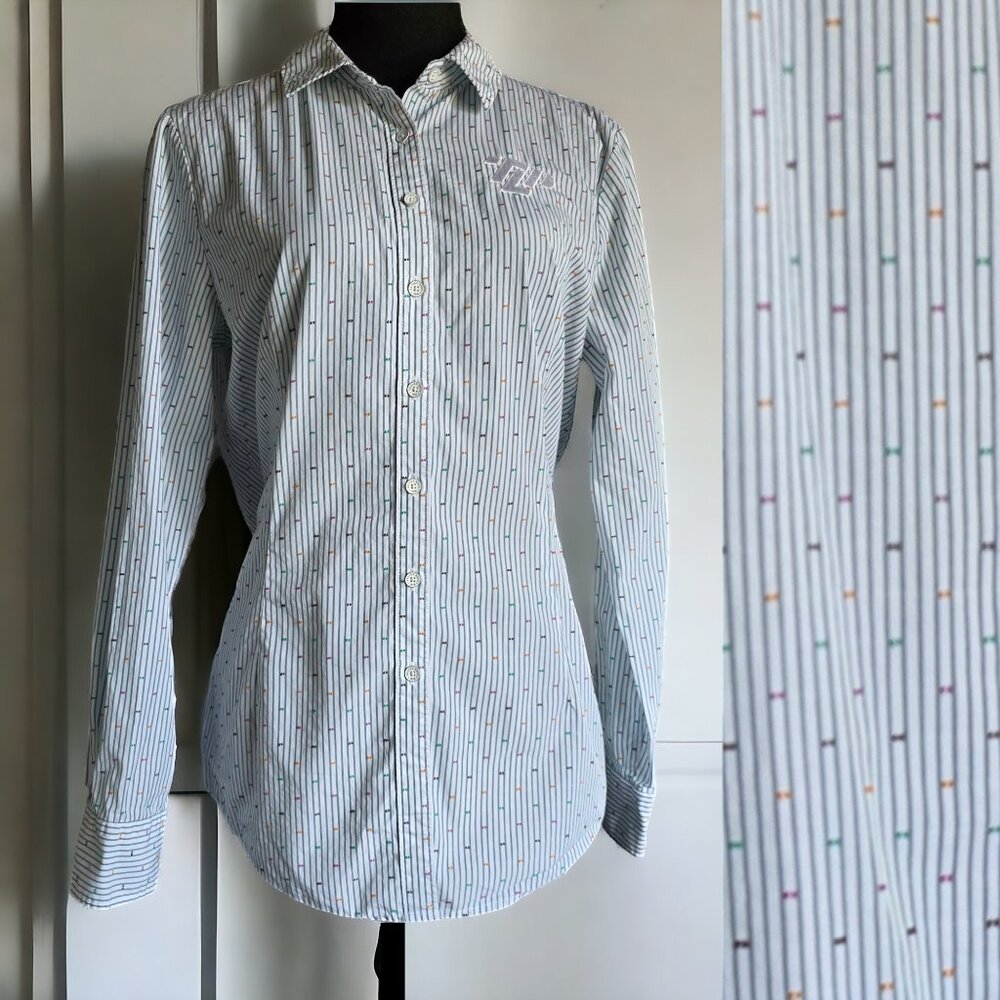BROOKS BROTHERS ( 12 ) RED FLEECE Pin Stripe Embroidered Button Up